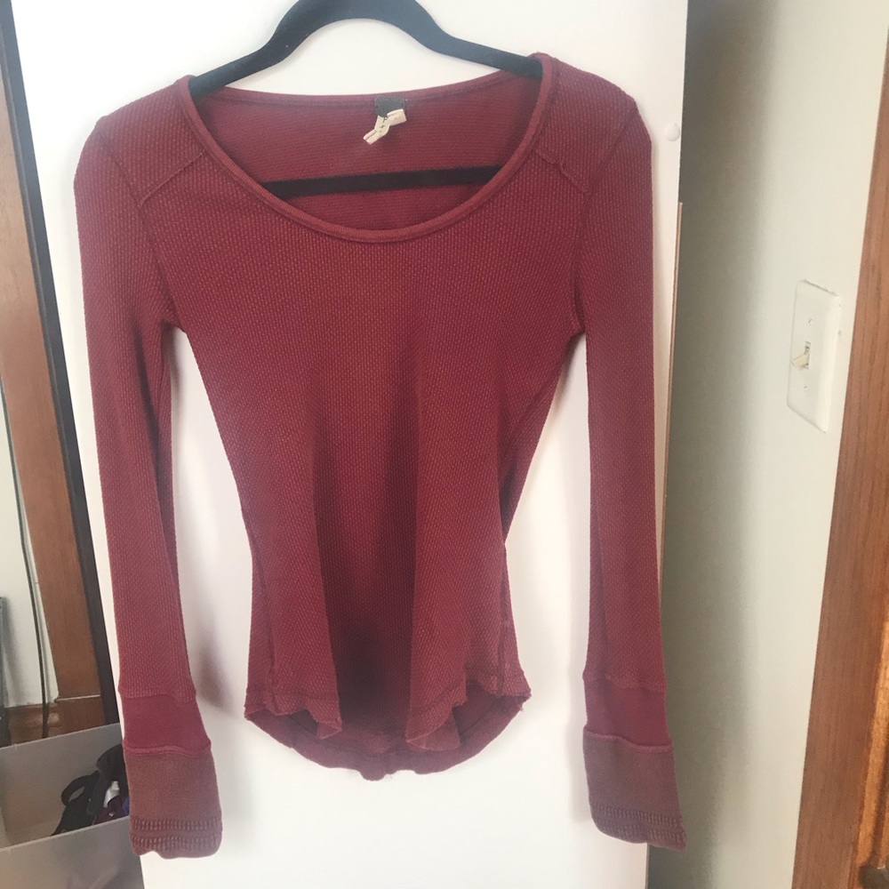 Free People Long-Sleeve Button Thermal Maroon